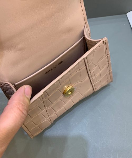 Balenciaga Hourglass Mini Handbag With Chain In Beige, For Women, Women's Bags 4.7in/12cm