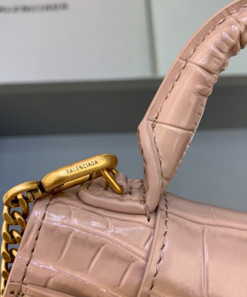 Balenciaga Hourglass Mini Handbag With Chain In Beige, For Women, Women's Bags 4.7in/12cm