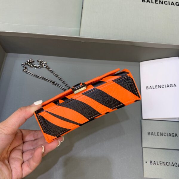 Balenciaga Hourglass Mini Handbag With Chain In Black And Orange, For Women, Women's Bags 4.7in/12cm