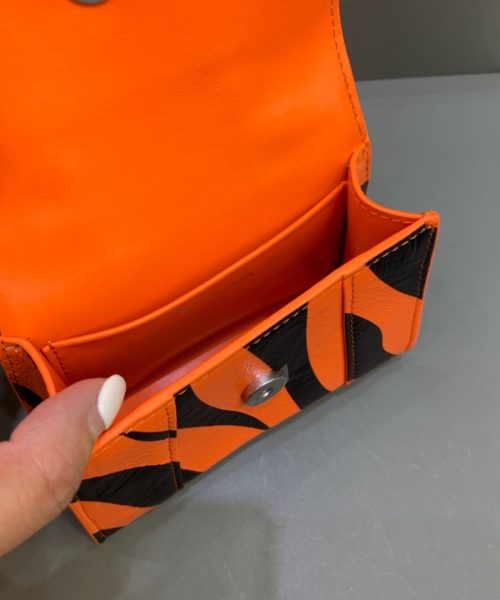 Balenciaga Hourglass Mini Handbag With Chain In Black And Orange, For Women, Women's Bags 4.7in/12cm