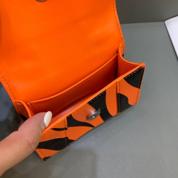 Balenciaga Hourglass Mini Handbag With Chain In Black And Orange, For Women, Women's Bags 4.7in/12cm