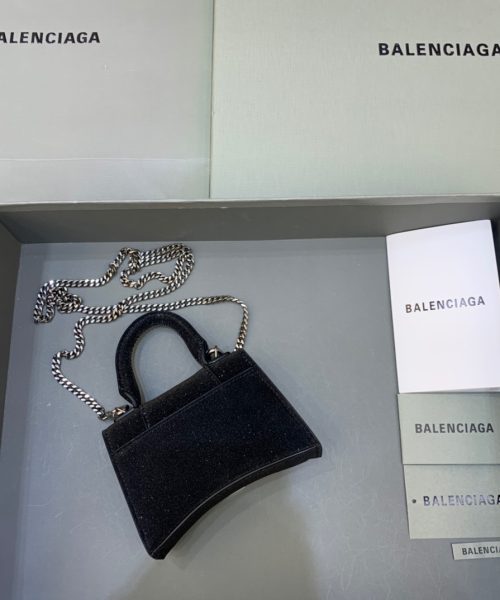 Balenciaga Hourglass Mini Handbag With Chain In Black, For Women, Women's Bags 4.7in/12cm