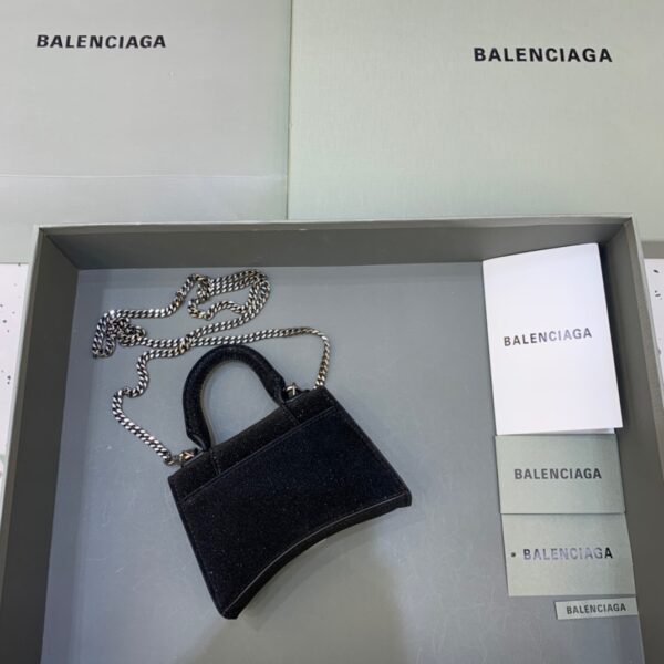 Balenciaga Hourglass Mini Handbag With Chain In Black, For Women, Women's Bags 4.7in/12cm