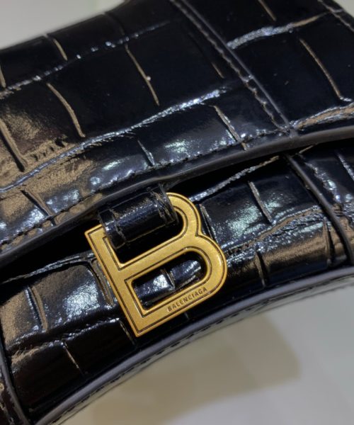 Balenciaga Hourglass Mini Handbag With Chain In Black, For Women, Women's Bags 4.7in/12cm