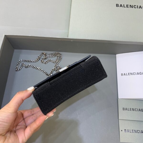 Balenciaga Hourglass Mini Handbag With Chain In Black, For Women, Women's Bags 4.7in/12cm
