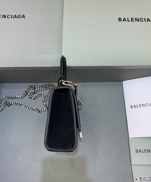 Balenciaga Hourglass Mini Handbag With Chain In Black, For Women, Women's Bags 4.7in/12cm