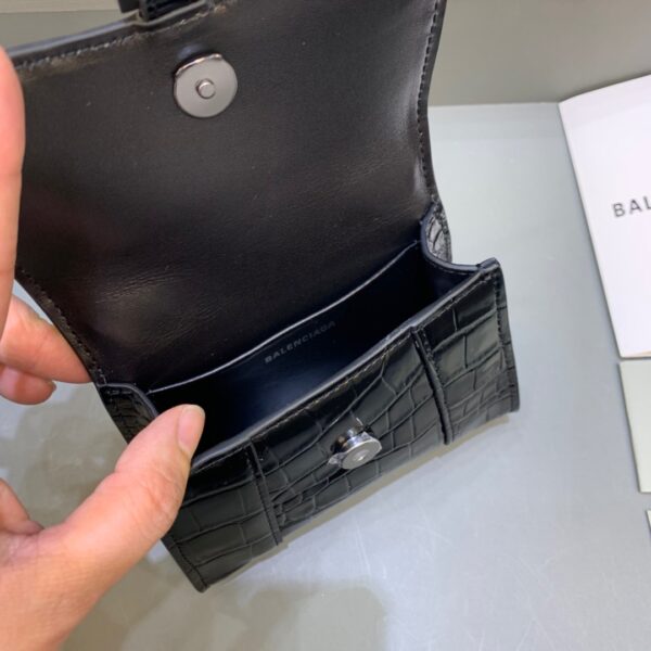 Balenciaga Hourglass Mini Handbag With Chain In Black, For Women, Women's Bags 4.7in/12cm
