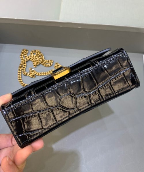 Balenciaga Hourglass Mini Handbag With Chain In Black, For Women, Women's Bags 4.7in/12cm