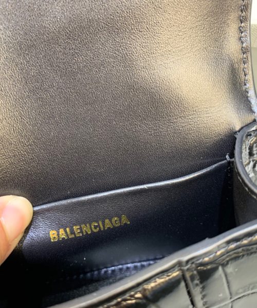 Balenciaga Hourglass Mini Handbag With Chain In Black, For Women, Women's Bags 4.7in/12cm