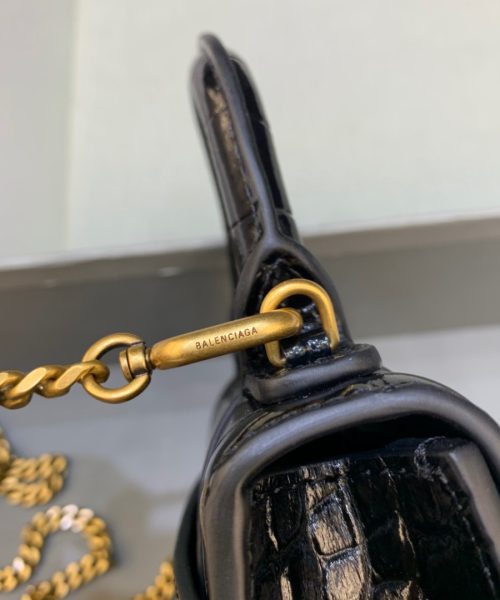 Balenciaga Hourglass Mini Handbag With Chain In Black, For Women, Women's Bags 4.7in/12cm