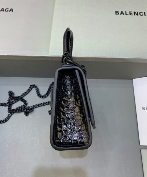 Balenciaga Hourglass Mini Handbag With Chain In Black, For Women, Women's Bags 4.7in/12cm