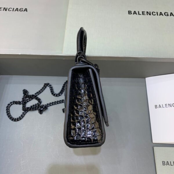 Balenciaga Hourglass Mini Handbag With Chain In Black, For Women, Women's Bags 4.7in/12cm