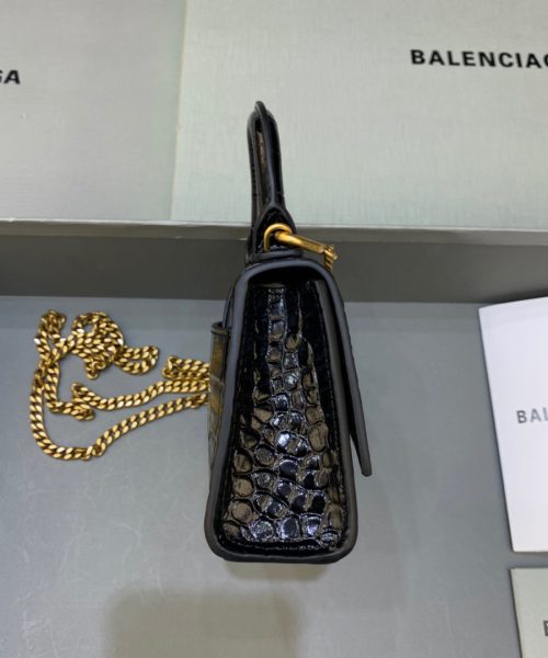 Balenciaga Hourglass Mini Handbag With Chain In Black, For Women, Women's Bags 4.7in/12cm