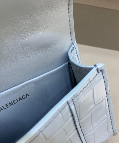 Balenciaga Hourglass Mini Handbag With Chain In Blue, For Women, Women's Bags 4.7in/12cm