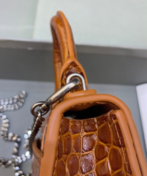 Balenciaga Hourglass Mini Handbag With Chain In Brown, For Women, Women's Bags 4.7in/12cm