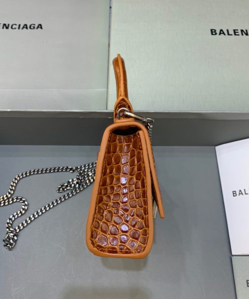Balenciaga Hourglass Mini Handbag With Chain In Brown, For Women, Women's Bags 4.7in/12cm