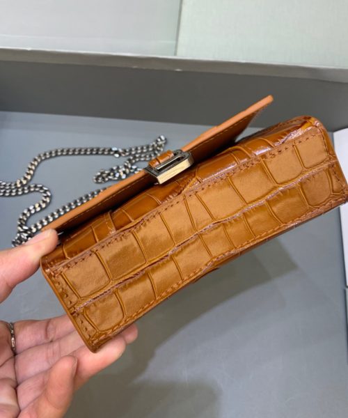 Balenciaga Hourglass Mini Handbag With Chain In Brown, For Women, Women's Bags 4.7in/12cm