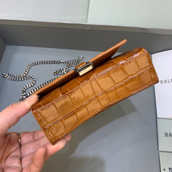 Balenciaga Hourglass Mini Handbag With Chain In Brown, For Women, Women's Bags 4.7in/12cm