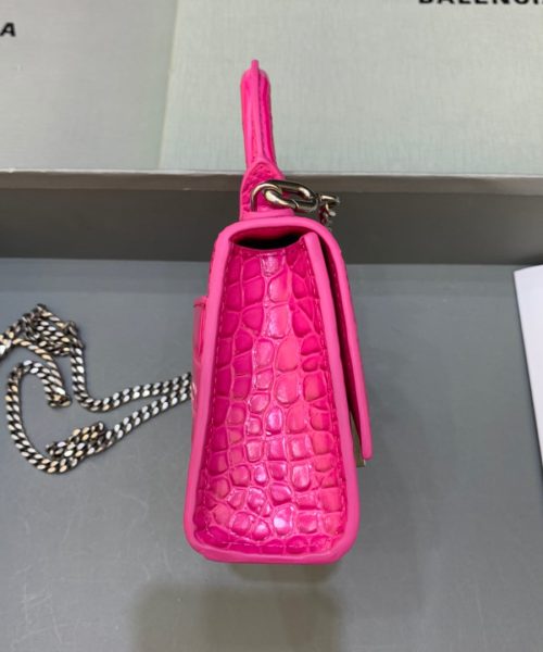 Balenciaga Hourglass Mini Handbag With Chain In Dark Pink, For Women, Women's Bags 4.7in/12cm