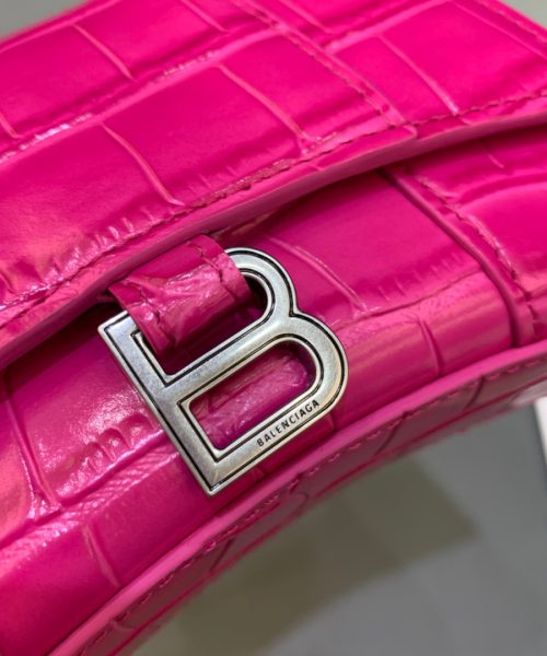 Balenciaga Hourglass Mini Handbag With Chain In Dark Pink, For Women, Women's Bags 4.7in/12cm