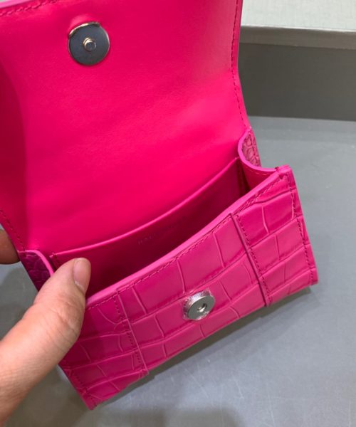 Balenciaga Hourglass Mini Handbag With Chain In Dark Pink, For Women, Women's Bags 4.7in/12cm