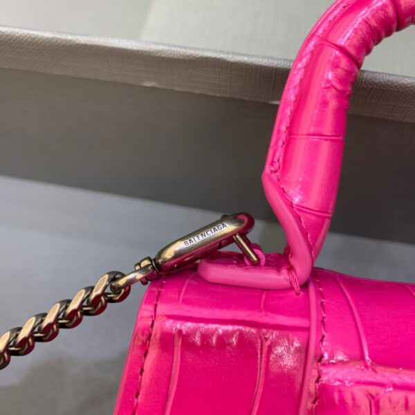 Balenciaga Hourglass Mini Handbag With Chain In Dark Pink, For Women, Women's Bags 4.7in/12cm