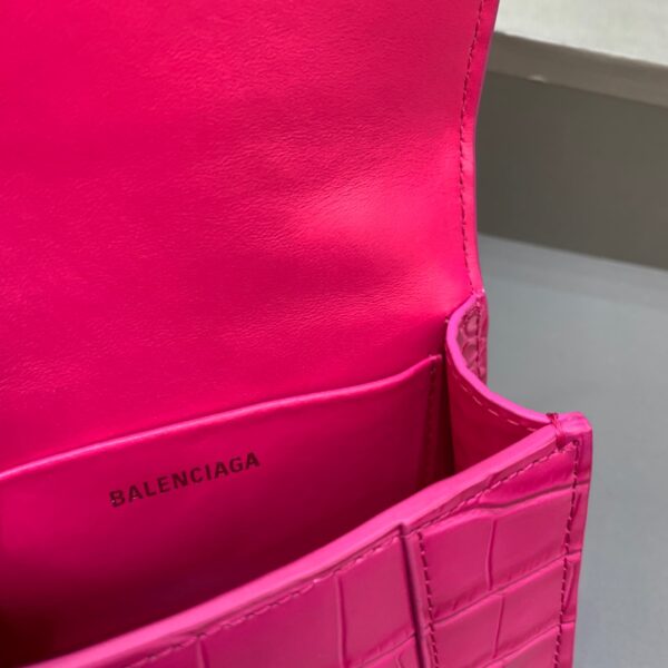 Balenciaga Hourglass Mini Handbag With Chain In Dark Pink, For Women, Women's Bags 4.7in/12cm