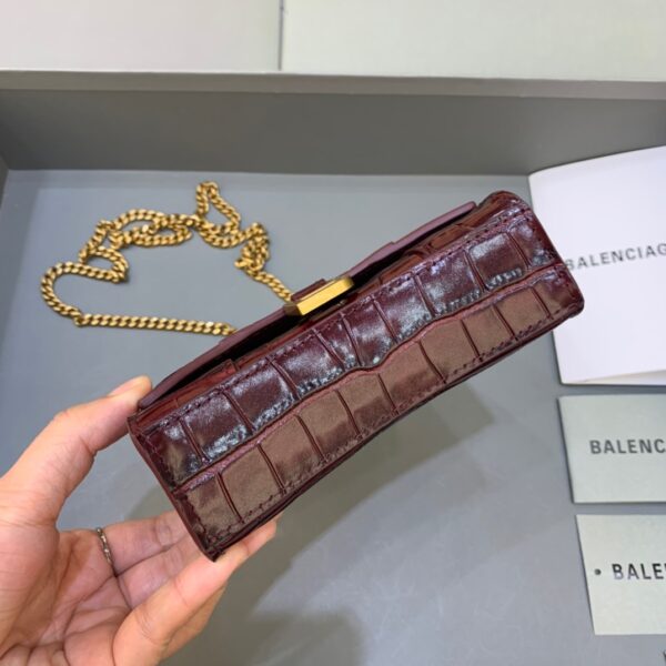 Balenciaga Hourglass Mini Handbag With Chain In Dark Red, For Women, Women's Bags 4.7in/12cm