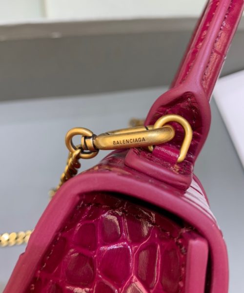 Balenciaga Hourglass Mini Handbag With Chain In Dark Red, For Women, Women's Bags 4.7in/12cm