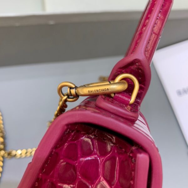 Balenciaga Hourglass Mini Handbag With Chain In Dark Red, For Women, Women's Bags 4.7in/12cm