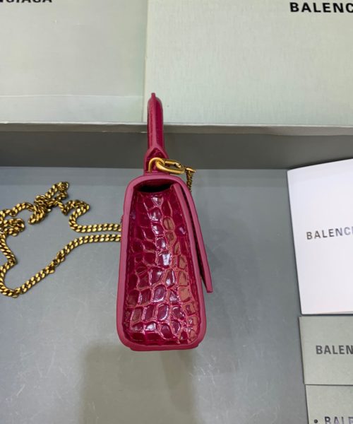 Balenciaga Hourglass Mini Handbag With Chain In Dark Red, For Women, Women's Bags 4.7in/12cm