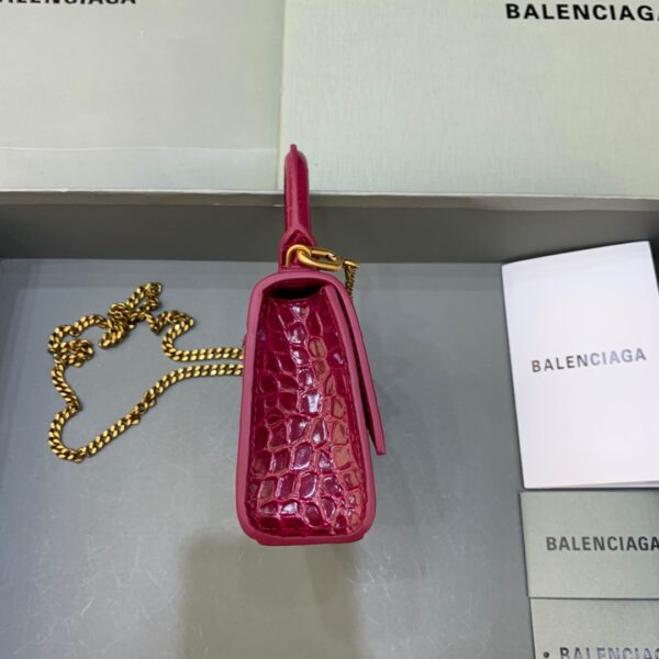 Balenciaga Hourglass Mini Handbag With Chain In Dark Red, For Women, Women's Bags 4.7in/12cm