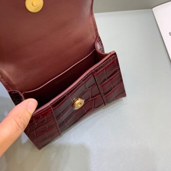 Balenciaga Hourglass Mini Handbag With Chain In Dark Red, For Women, Women's Bags 4.7in/12cm