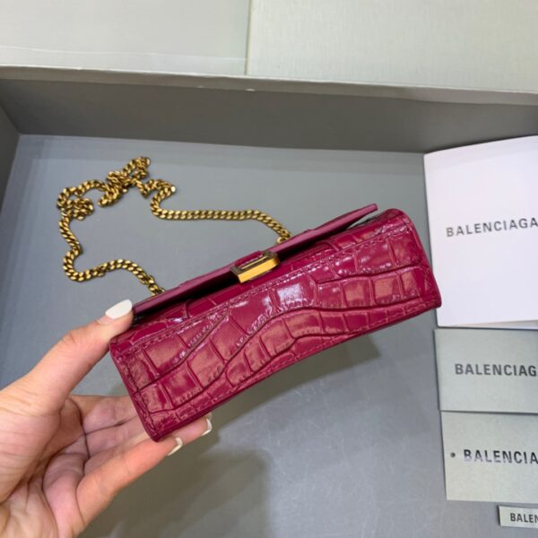 Balenciaga Hourglass Mini Handbag With Chain In Dark Red, For Women, Women's Bags 4.7in/12cm