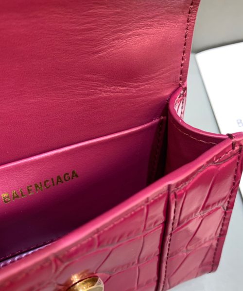 Balenciaga Hourglass Mini Handbag With Chain In Dark Red, For Women, Women's Bags 4.7in/12cm