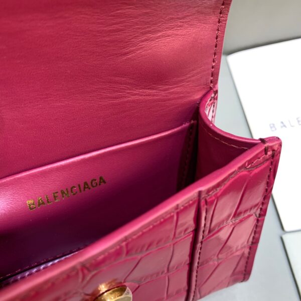 Balenciaga Hourglass Mini Handbag With Chain In Dark Red, For Women, Women's Bags 4.7in/12cm