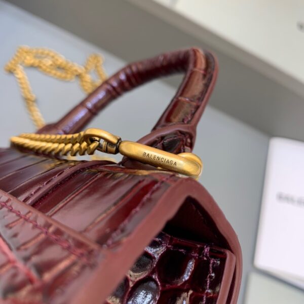 Balenciaga Hourglass Mini Handbag With Chain In Dark Red, For Women, Women's Bags 4.7in/12cm