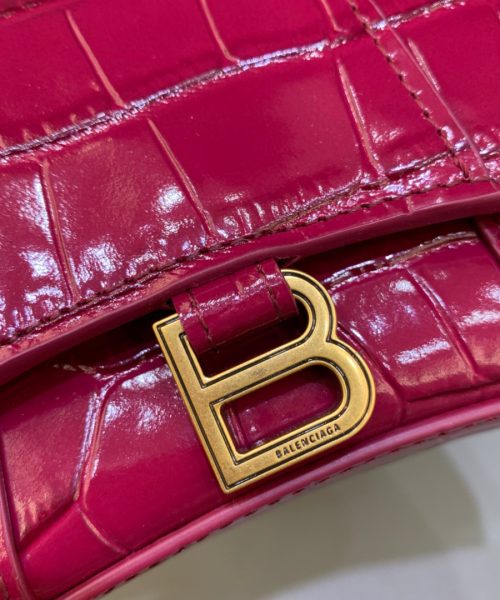 Balenciaga Hourglass Mini Handbag With Chain In Dark Red, For Women, Women's Bags 4.7in/12cm