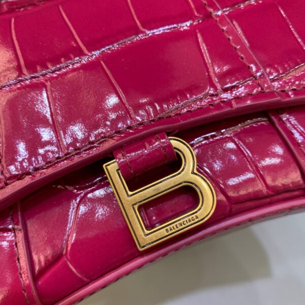 Balenciaga Hourglass Mini Handbag With Chain In Dark Red, For Women, Women's Bags 4.7in/12cm
