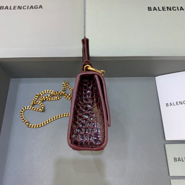 Balenciaga Hourglass Mini Handbag With Chain In Dark Red, For Women, Women's Bags 4.7in/12cm