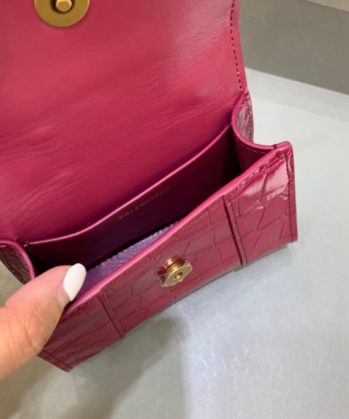 Balenciaga Hourglass Mini Handbag With Chain In Dark Red, For Women, Women's Bags 4.7in/12cm