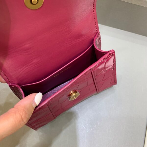 Balenciaga Hourglass Mini Handbag With Chain In Dark Red, For Women, Women's Bags 4.7in/12cm