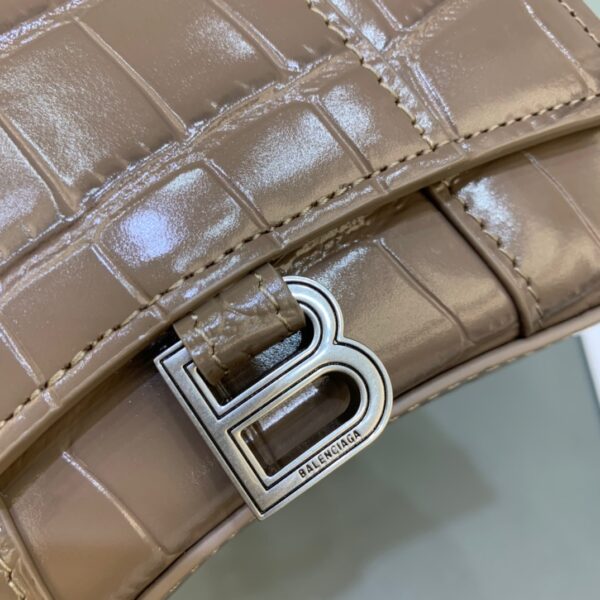 Balenciaga Hourglass Mini Handbag With Chain In Earth Brown, For Women, Women's Bags 4.7in/12cm