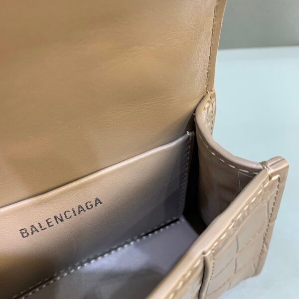 Balenciaga Hourglass Mini Handbag With Chain In Earth Brown, For Women, Women's Bags 4.7in/12cm