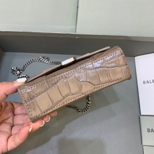Balenciaga Hourglass Mini Handbag With Chain In Earth Brown, For Women, Women's Bags 4.7in/12cm