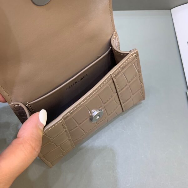 Balenciaga Hourglass Mini Handbag With Chain In Earth Brown, For Women, Women's Bags 4.7in/12cm