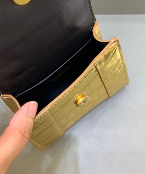 Balenciaga Hourglass Mini Handbag With Chain In Gold, For Women, Women's Bags 4.7in/12cm 6646761S49M8005
