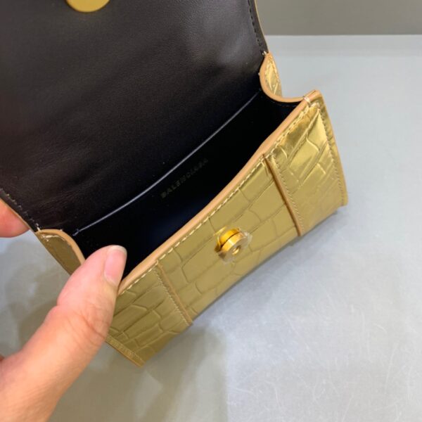 Balenciaga Hourglass Mini Handbag With Chain In Gold, For Women, Women's Bags 4.7in/12cm 6646761S49M8005