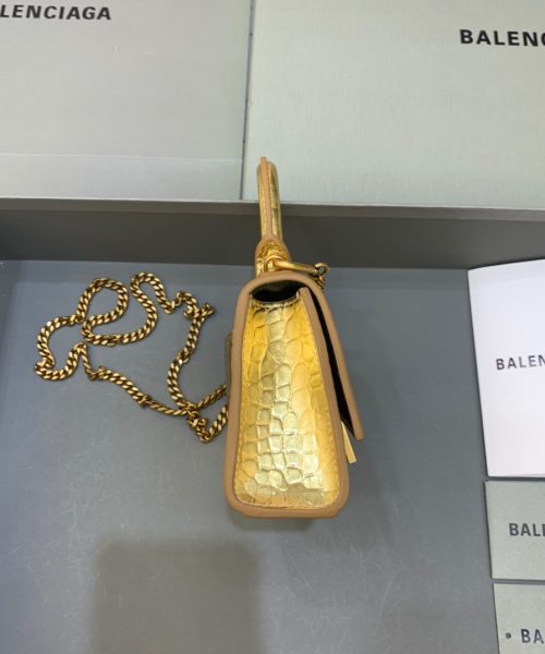 Balenciaga Hourglass Mini Handbag With Chain In Gold, For Women, Women's Bags 4.7in/12cm 6646761S49M8005