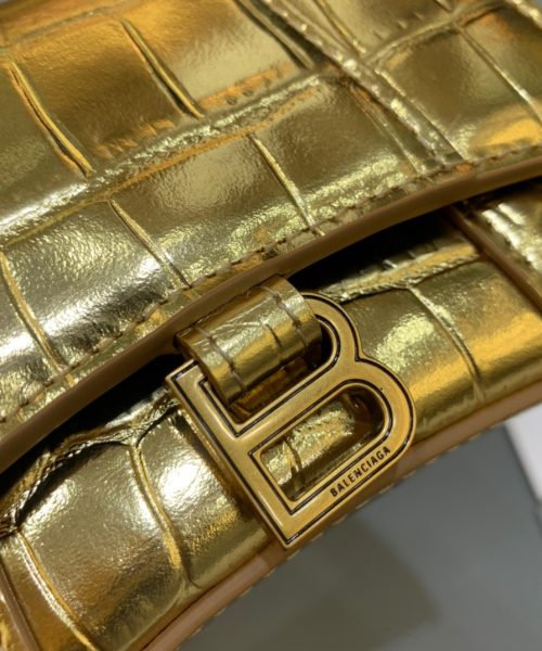 Balenciaga Hourglass Mini Handbag With Chain In Gold, For Women, Women's Bags 4.7in/12cm 6646761S49M8005